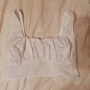 White ruched crop top